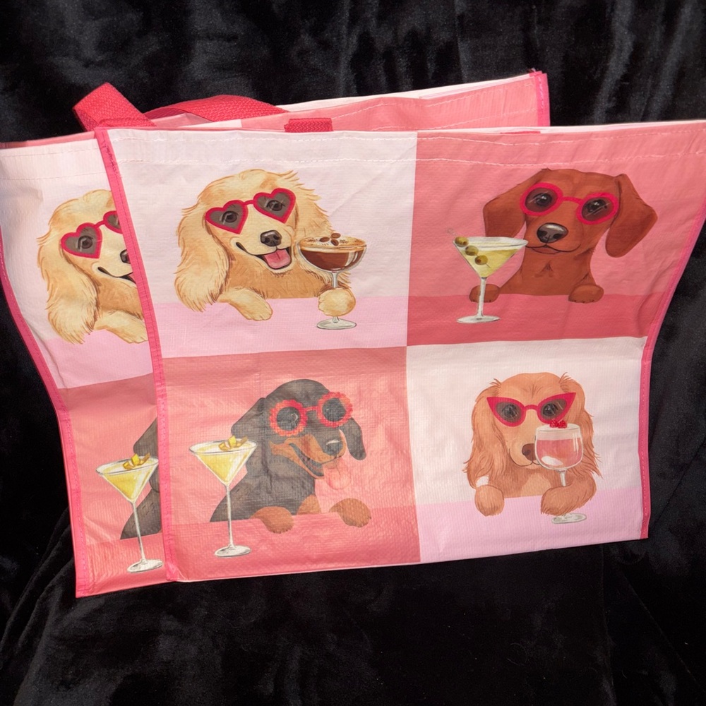 Dachshund Reusable Shopping Tote Bag - Set of 2 (Weenies & Martinis w/no words)